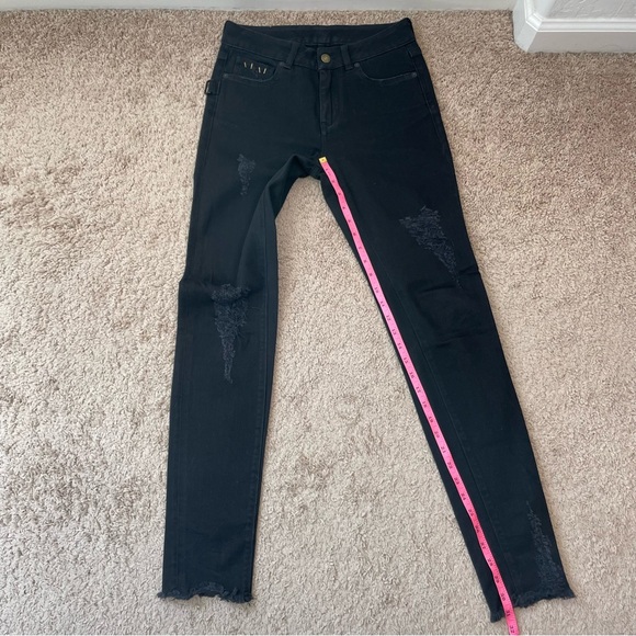 Zadig & Voltaire Eva Grunge Black Distressed Straight Leg Designer Jeans Size 25 - Picture 14 of 16